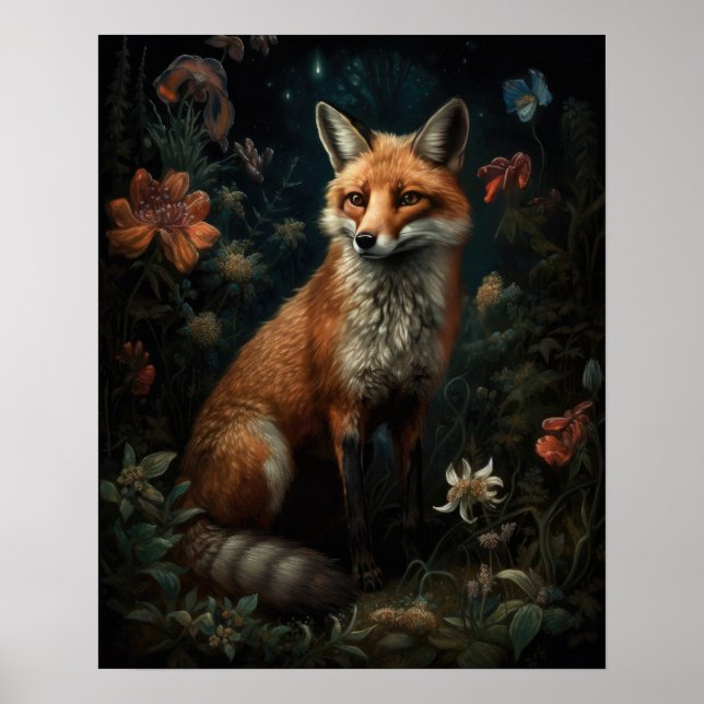 Dark Cotattcore Red Fox Art Print Poster (Vorne)