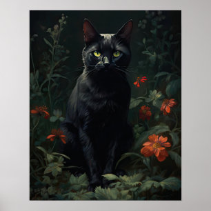 Dark Cottagecore Black Cat Art Imprimer Poster