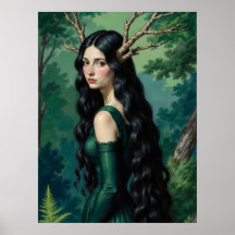 Dark Cottagecore Forest Goddess Sorcière Poster Vi