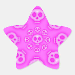 Dark Cotton Candy Pink Skull Star Aufkleber