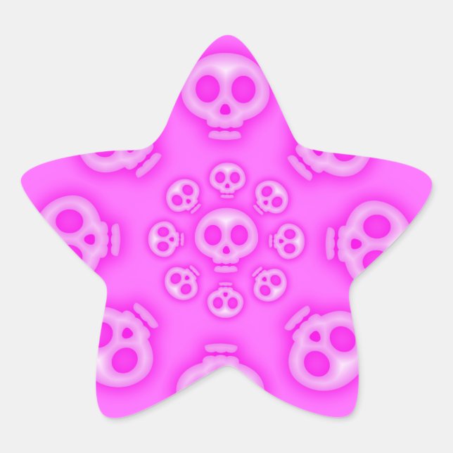 Dark Cotton Candy Pink Skull Star Aufkleber (Vorderseite)