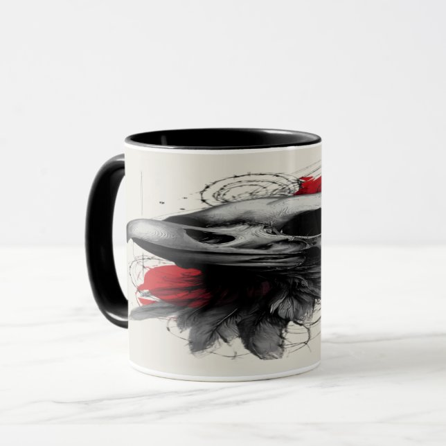 Dark Crow Skull Gothic Grunge Art Mug Tasse (Vorderseite Links)