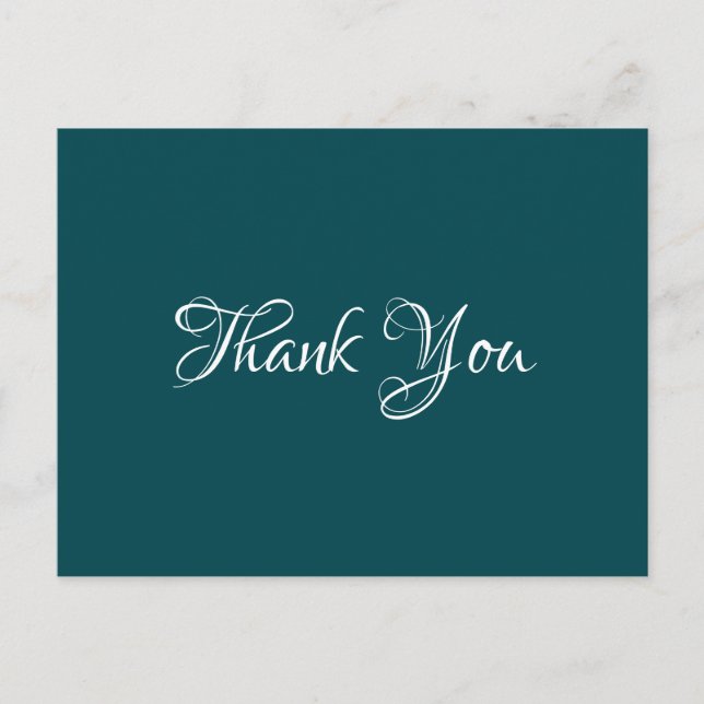 Dark Cyan Chic Event Wedding Budget Vielen Dank Postkarte (Vorderseite)