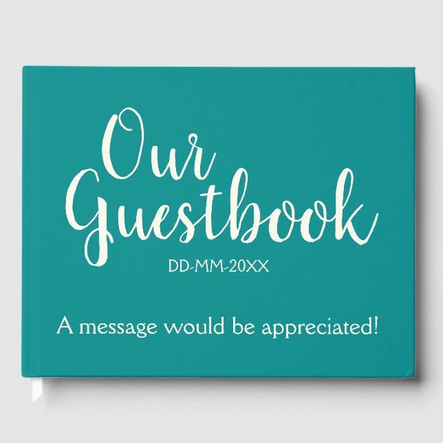 Dark Cyan, Ivory Generic Event Guestbook Gästebuch (Vorderseite)