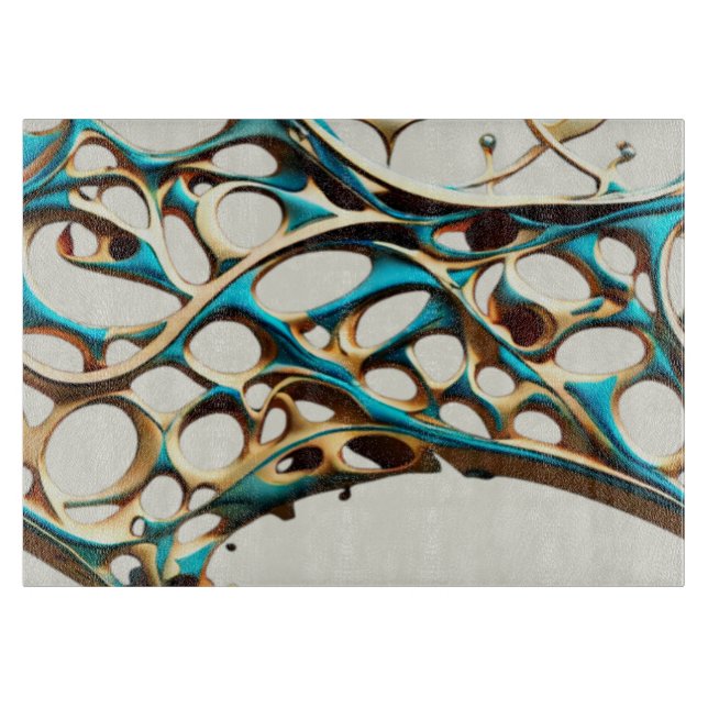 Dark Cyan und Gold Arabesque Cutting Board Schneidebrett (Vorderseite)