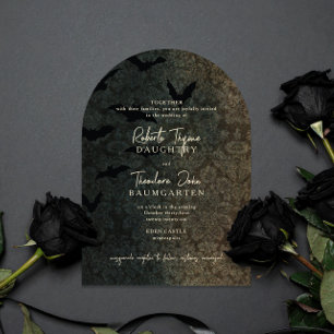 Dark Damask Romance Halloween Einladung