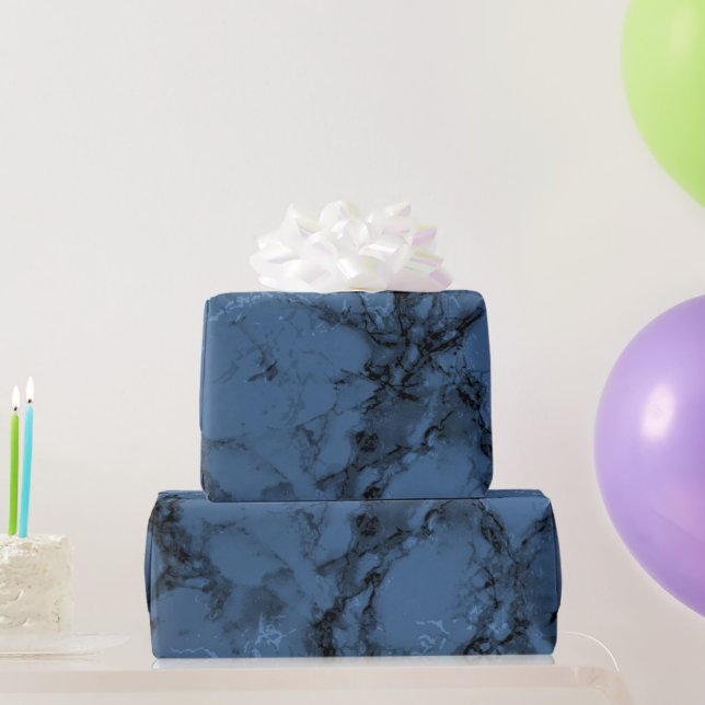 Dark Denim Blue Marble Texture Look Geschenkpapier (Partygeschenke)