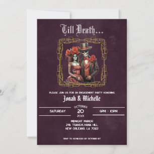 Dark Dia De Los Muertos Engagement Party Einladung