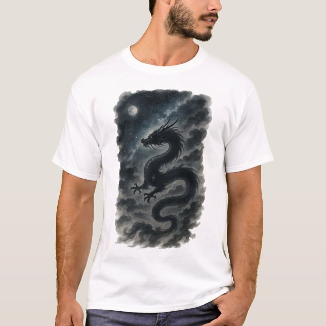 【Dark Dragon Japanese Ink Art Men’s T-Shirt】 T-Shirt (Vorderseite)