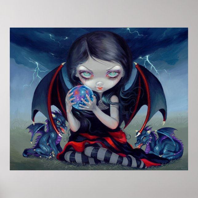 Dark Dragonling ART DRUCKEN Gothic Dragon Fee Poster (Vorne)