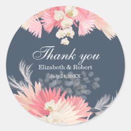 Dark Dusty Blue Orchid Wedding Danke Sticker
