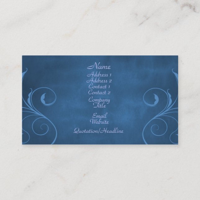 Dark Elegance Business Card, Royal Blue Visitenkarte (Vorderseite)