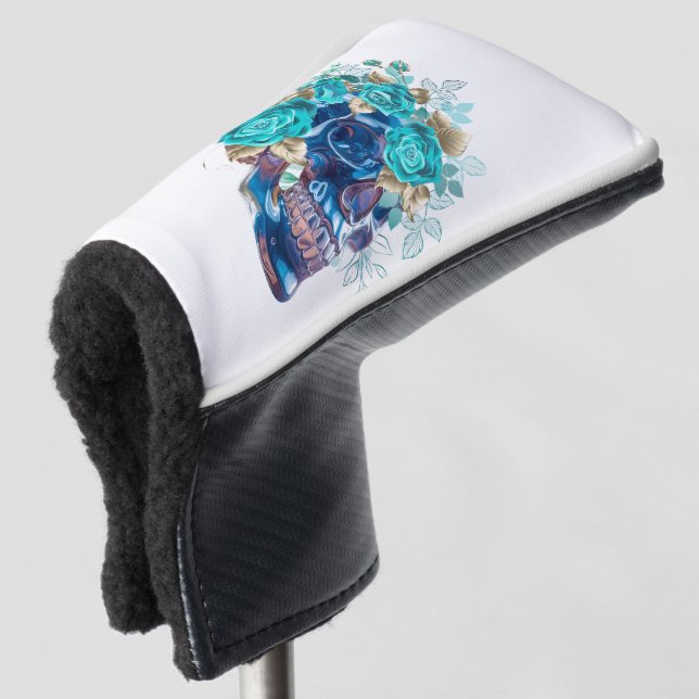Dark Elegance Golf Head Cover – Blue Bloom Requiem Golf Headcover (3/4 Vorderseite)