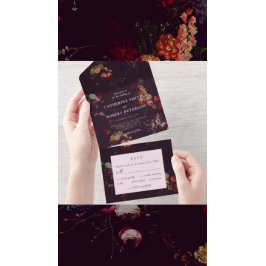 Dark Elegant Burgundy Moody Floral Foto Save The Date