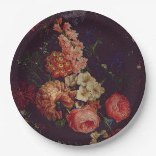 Dark Elegant Burgundy Moody Floral Pappteller