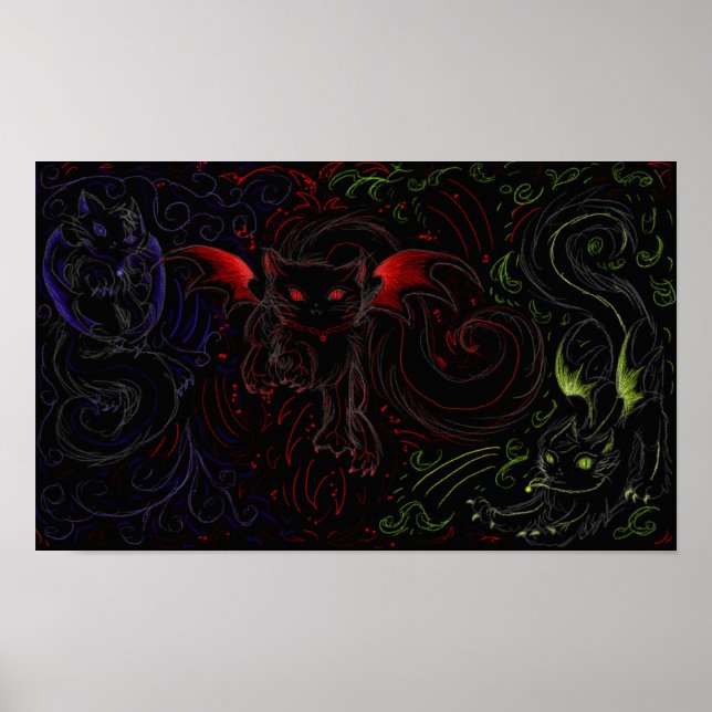 Dark Elemental Cats Poster (Vorne)