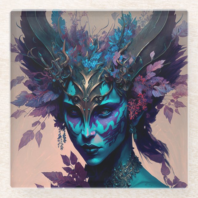 Dark Elf Fantasy Art Glasuntersetzer (Vorderseite)