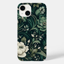 Dark Emerald Green Floral Case-Mate iPhone 14 Hülle