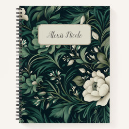 Dark Emerald Green Floral Notizbuch