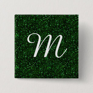 Dark Emerald Green Glitzer Button