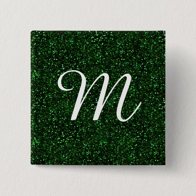 Dark Emerald Green Glitzer Button (Vorderseite)