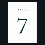 Dark Emerald Green Tischnummer Card<br><div class="desc">Minimalistische dunkle Smaragdgrün,  Tischnummer-Karte. Bitte beachten Sie,  dass die Tischnummern nummeriert und einzeln in den Warenkorb aufgenommen werden müssen.</div>