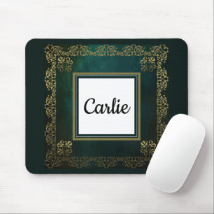 Dark Emerald Green Vintag Mousepad