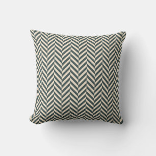 Dark Emerald Ivory Herringbone Geometric Pattern Kissen