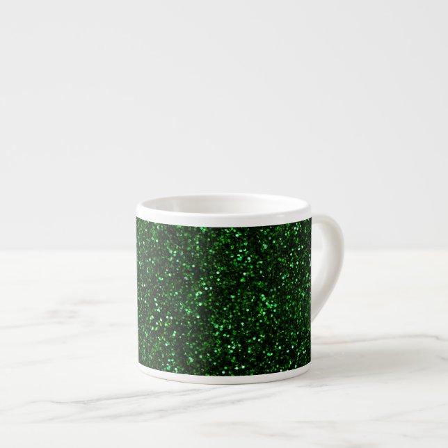 Dark Emerald Spring Green Glitzer Espressotasse (Vorderseite Rechts)