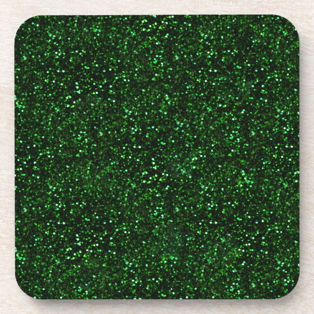 Dark Emerald Spring Green Glitzer Getränkeuntersetzer (Vorderseite)