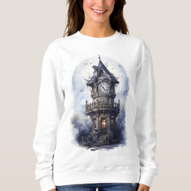 Dark Enchanted Castle Halloween Illustration Sweatshirt (Vorderseite)
