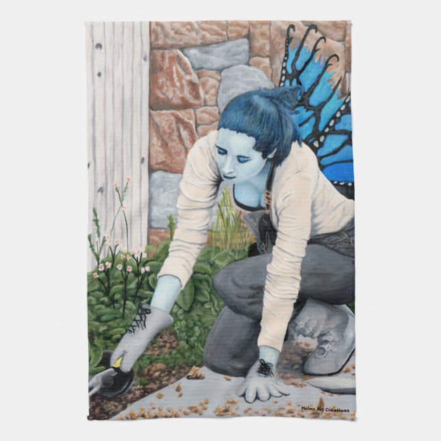 Dark Fairy Garden Fantasy Kunst, Dichtung und Musi Geschirrtuch (Vertikal)