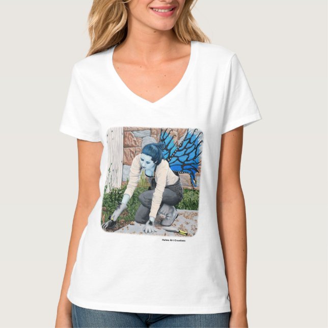 Dark Fairy Garden Gardener Fantasy Art T - Shirt (Vorderseite)