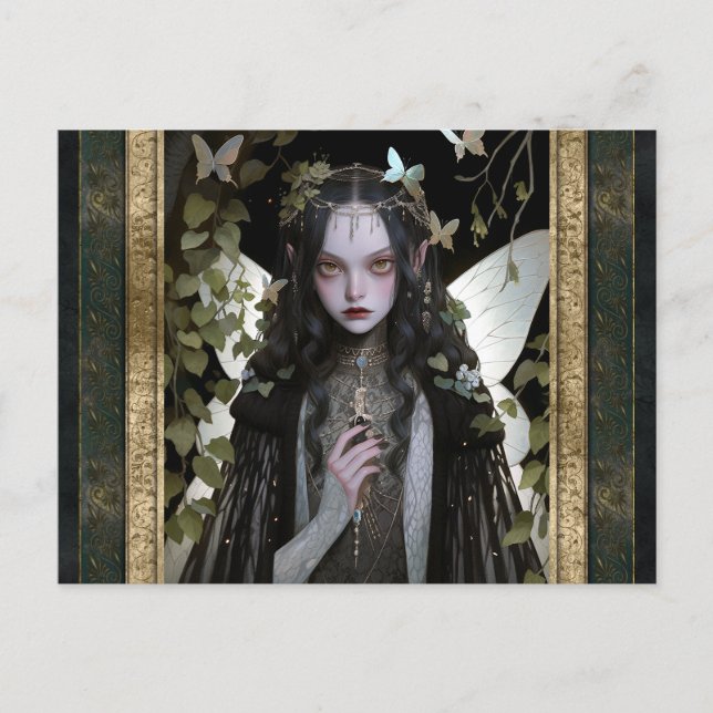 Dark Fairy Girl Goth Gothic Fantasy Art Postkarte (Vorderseite)