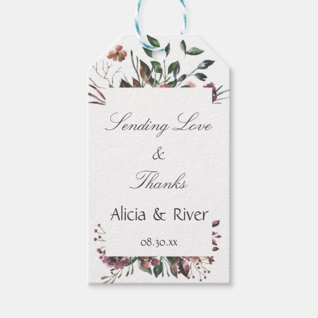 Dark Fall Floral rustikale Herbstgeschenk Tag Geschenkanhänger (Vorderseite)