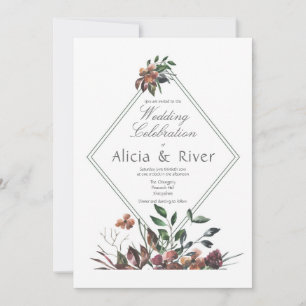 Dark Fall Florals Wedding Party Einladung