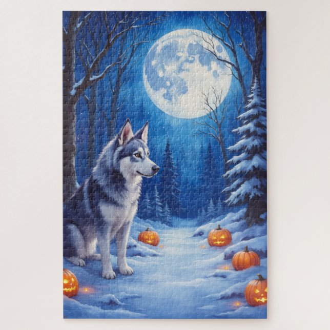 Dark-Fantasy-Alaskan-Malamute-Halloween-Kunstwerk (Vertikal)