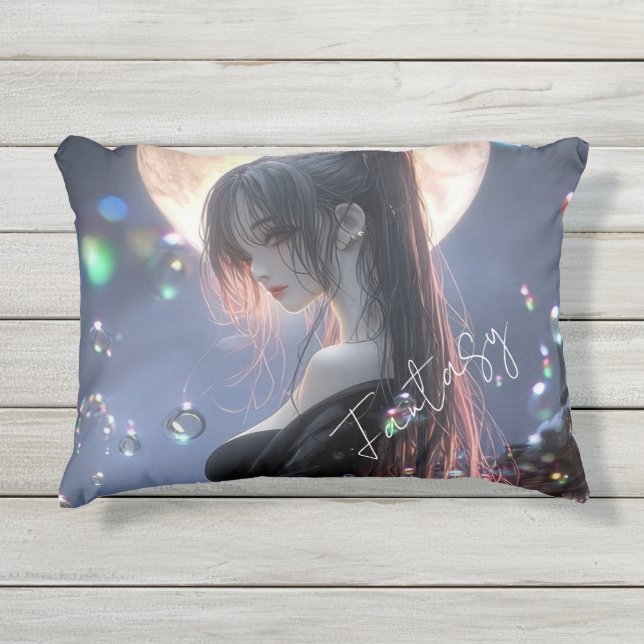 Dark fantasy girl / Aesthetic Kissen Für Draußen (Vorderseite)