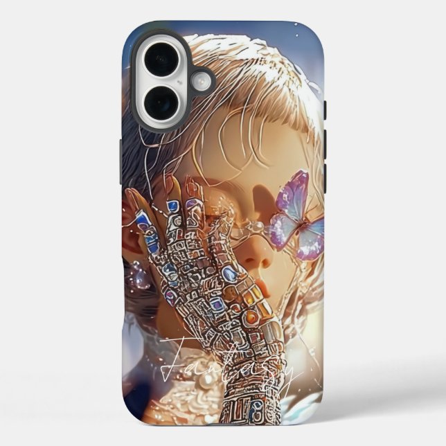 Dark Fantasy Girl - Opal Art Aesthetic iPhone 16 Plus Hülle (Rückseite)