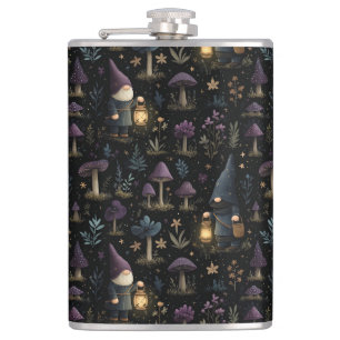Dark Fantasy Gnome und Mushroom Pattern Flachmann