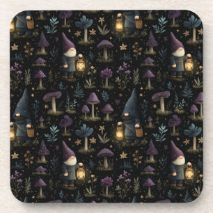 Dark Fantasy Gnome und Mushroom Pattern Getränkeuntersetzer