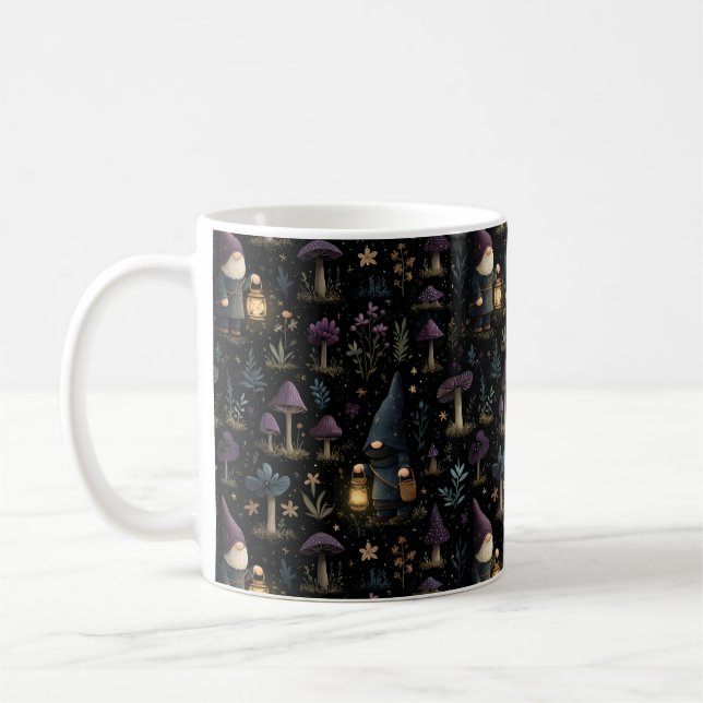 Dark Fantasy Gnome und Mushroom Pattern Kaffeetasse (Links)
