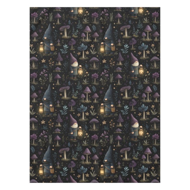 Dark Fantasy Gnome und Mushroom Pattern Tischdecke (Vorderseite)