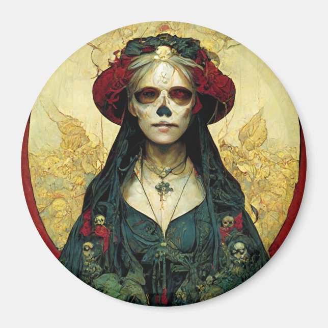 Dark Fantasy Gothic Skull Frau Magnet (Vorne)