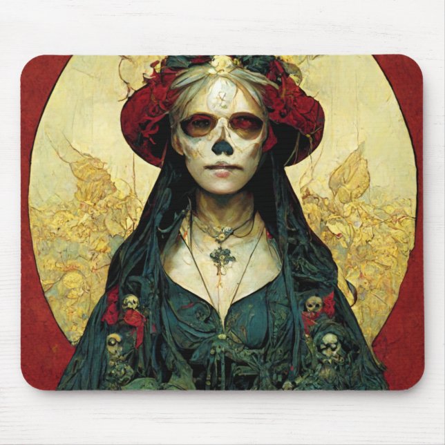 Dark Fantasy Gothic Skull Frau Mousepad (Vorne)