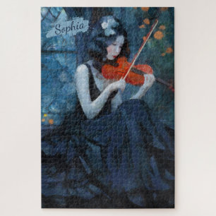 Dark Fantasy Gothic Violinist in Moonlit Garden