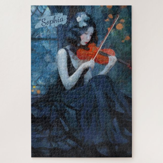 Dark Fantasy Gothic Violinist in Moonlit Garden (Vertikal)