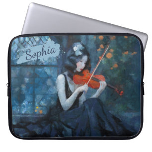 Dark Fantasy Gothic Violinist in Moonlit Garden Laptopschutzhülle