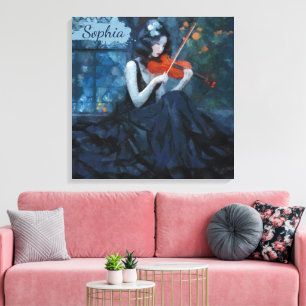 Dark Fantasy Gothic Violinist in Moonlit Garden Leinwanddruck