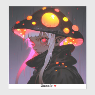 Dark Fantasy Mushroom Elf Anime Girl Aufkleber